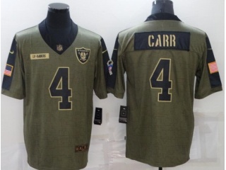 Las Vegas Raiders #4 Derek Carr 2021 Salute To Service Jersey Green