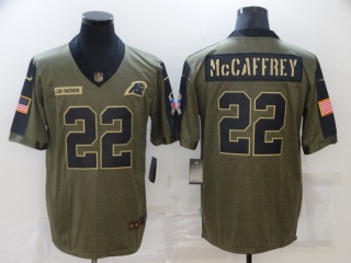 Carolina Panthers #22 Christian Mccaffrey 2021 Salute To Service Jersey Green