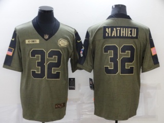 Kansas City Chiefs #32 Tyrann Mathieu 2021 Salute To Service Jersey Green