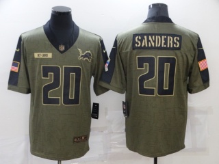 Detroit Lions #20 B.Sanders 2021 Salute To Service Jersey Green