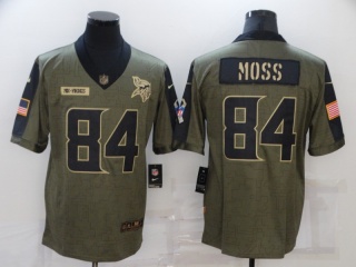 Minnesota Vikings #84 Randy Moss 2021 Salute To Service Jersey Green