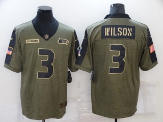 Seattle Seahawks #3 Russell Wilson 2021 Salute To Service Jersey Green