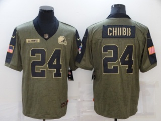 Cleveland Browns #24 Nick Chubb 2021 Salute To Service Jersey Green