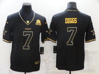 Dallas Cowboys #7 Trevon Diggs with Golden Name ​Limited Jersey Black