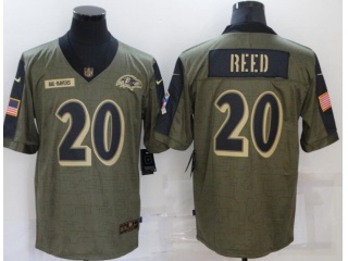 Baltimore Ravens #20 Ed Reed 2021 Salute To Service Jersey Green