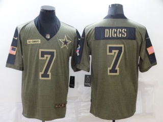 Dallas Cowboys #7 Trevon Diggs 2021 Salute To Service Jersey Green