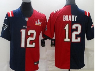 Tampa Bay Buccaneers X New England Patriots #12 Tom Brady Split Limited Jersey Red/Blue
