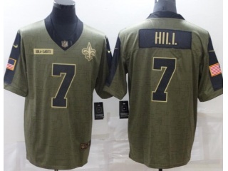 New Orleans Saints #7 Josh Hill 2021 Salute To Service Jersey Green
