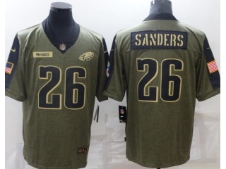 Philadelphia Eagles #26 Miles Sanders 2021  Salute To Service Jersey Green