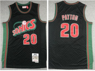 Seattle SuperSonics #20 Gary Payton Throwback Jersey Black With Red