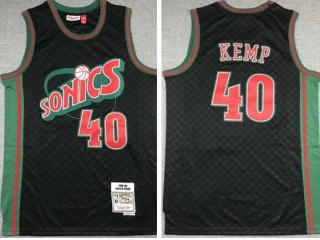 Seattle SuperSonics #40 Shawn Kemp Throwback Jersey Black With Red