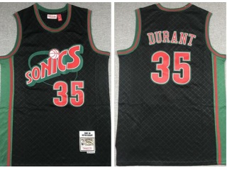 Seattle SuperSonics #35 Kevin Duran Throwback Jersey Black With Red