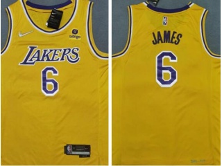 Nike Los Angeles Lakers #6 Lebron Jame 2021 Jersey Yellow