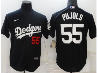 Nike Los Angeles Dodgers #55 Albert Pujols Cool Base Jersey Black