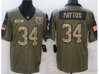 Chicago Bears #34 Walter Payton 2021 Salute To Service Jersey Green Camo