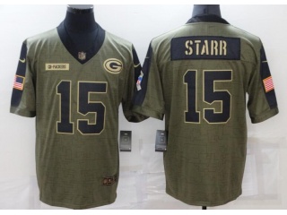 Green Bay Packers #15 Bart Starr 2021 Salute To Service Jersey Green