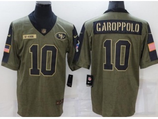 San Francisco 49ers #10 Jimmy Garoppolo 2021 Salute To Service Jersey Green