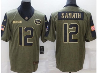 New York Jets #12 Joe Namath 2021 Salute To Service Jersey Green
