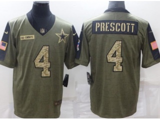 Dallas Cowboys #4 Dak Prescott 2021 Salute To Service Jersey Green With Camo