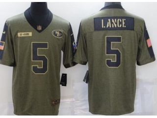 San Francisco 49ers #5 Trey Lance 2021 Salute To Service Jersey Green