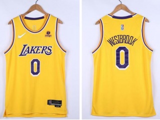 Nike Los Angeles Lakers #0 Russell Westbrook 75th Jersey Yellow