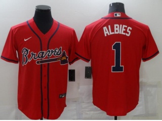 Nike Atlanta Braves #1 Ozzie Albies Cool Base Jersey Red 