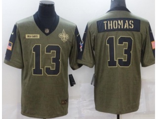 New Orleans Saints #13 Michael Thomas 2021 Salute To Service Jersey Green 