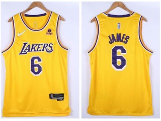 Nike Los Angeles Lakers #6 Lebron James 75th Jersey Yellow