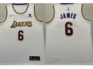 Nike Los Angeles Lakers #6 Lebron James 75th Jersey White