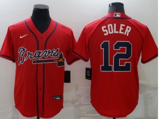 Nike Atlanta Braves #12 Jorge Soler Cool Base Jersey Red