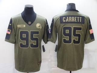 Cleveland Browns #95 Myles Garrett 2021 Salute To Service Jersey Green