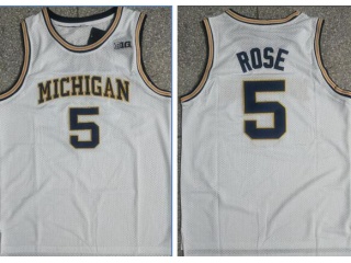 Michigan Wolverines #5 Jalen Rose Jerseys White