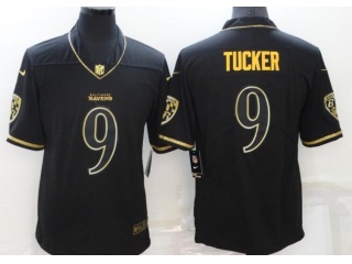 Baltimore Ravens #9 Justin Tucker Jersey Black Golden