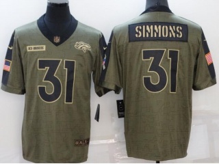 Denver Broncos #31 Justin Simmons 2021 Salute To Service Jersey Green