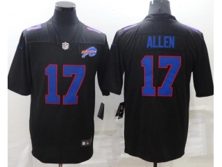 Buffalo Bills #17 Josh Allen Limited Jersey Black With Blue Number