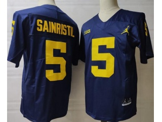 Michigan Wolverines #5 Mike Sainristil Limited Jersey Blue
