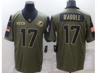 Miami Dolphins #17 Jaylen Waddle 2021 Salute To Service Jersey Green 