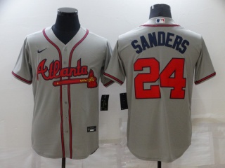 Nike Atlanta Braves #24 Deion Sanders Cool Base Jersey Grey