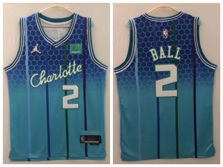 Jordan Charlotte Hornets #2 Lamelo Ball 2021-22 City Edition 75th Jersey Teal