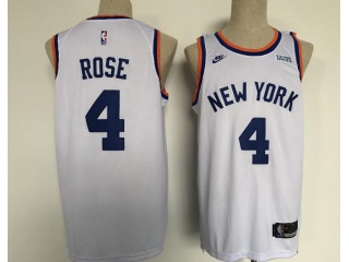 Nike New York Knicks #4 Derrick Rose Jersey White With Blue Number