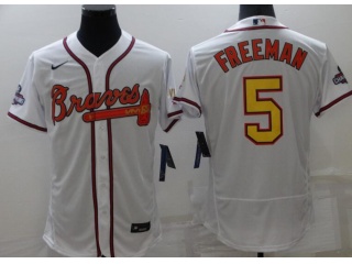 Nike Atlanta Braves #5 Freddie Freeman Program Flexbase Jersey White Gold