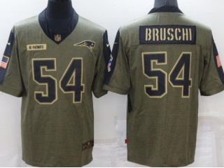 New England Patriots #54 Tedy Bruschi 2021 Salute To Service Jersey Green
