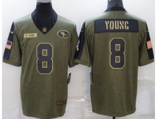 San Francisco 49ers #8 Steve Young 2021 Salute To Service Jersey Green 