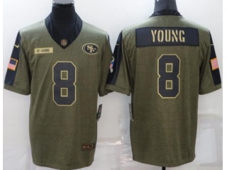 San Francisco 49ers #8 Steve Young 2021 Salute To Service Jersey Green