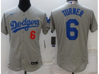 Nike Los Angeles Dodgers #6 Justin Turner Flexbase Jersey Grey
