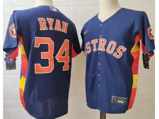 Nike Houston Astros #34 Nolan Ryan Cool Base Jersey Blue
