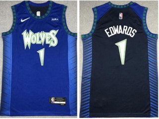 Nike Minnesota Timberwolves #1 Anthony Edwards 2021-2022 City Jersey Blue