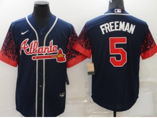 Nike Atlanta Braves #5 Freddie Freeman Drift Fashion Jersey Blue