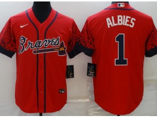 Nike Atlanta Braves #1 Ozzie Albies Drift Fashion Jersey Red