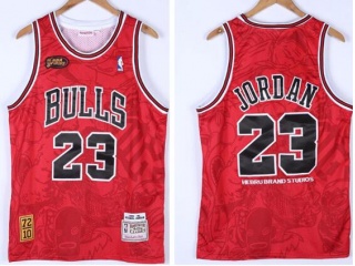 Chicago Bulls #23 Michael Jordan 1995-96 Hebru Brantley X M&N Jersey Red